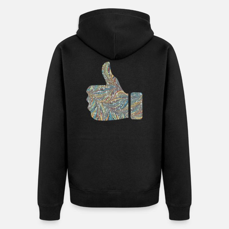 handzeichen like e 201 - Unisex Premium Bio Zip Hoodie - Schwarz