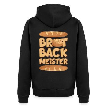 BROT BACKMEISTER BROT BACKEN - Unisex Premium Bio Zip Hoodie - Schwarz - Hinten - Nico (187cm)
