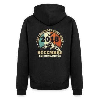 Les légendes sont nées en Décembre 2018 Vintage - Veste à capuche bio Premium Unisexe - noir - Dos - Nico (187cm)