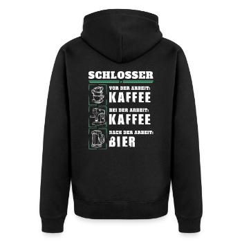 Mon quotidien en tant que serrurier - Veste à capuche bio Premium Unisexe - noir - Dos - Nico (187cm)