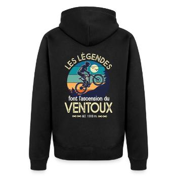 legendes ascension Mt Ventoux BMX velo - Veste à capuche bio Premium Unisexe - noir - Dos - Nico (187cm)