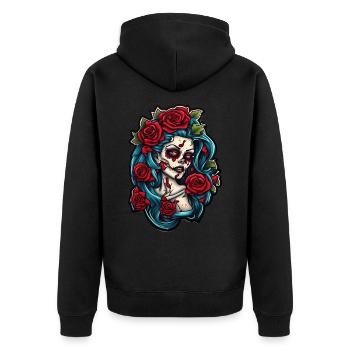 Zombie Girl - Unisex Premium Bio Zip Hoodie - Schwarz - Hinten - Nico (187cm)