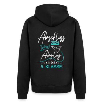 Abschluss 2024 Grundschule - Unisex Premium Bio Zip Hoodie - Schwarz - Hinten - Nico (187cm)