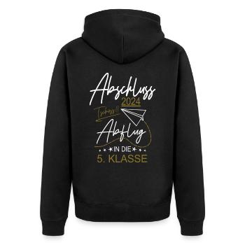 Abschluss 2024 Grundschule - Unisex Premium Bio Zip Hoodie - Schwarz - Hinten - Nico (187cm)