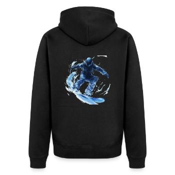 Snowboarder Schnee Wellen Abfahrt - Unisex Premium Bio Zip Hoodie - Schwarz - Hinten - Nico (187cm)
