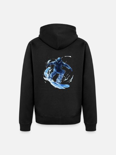 Snowboarder Snow Waves Slope - Unisex Premium Organic Zip Hoodie - black