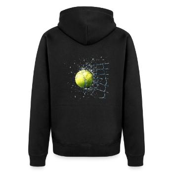 Tennis ball in the net - Unisex Premium Organic Zip Hoodie - black - Back - Nico (187cm)