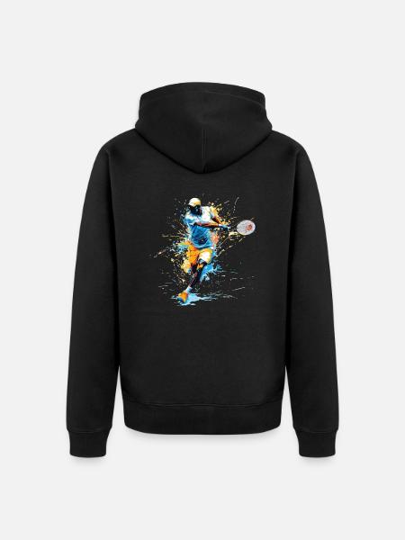 Tennis player backhand - Unisex Premium Organic Zip Hoodie - black