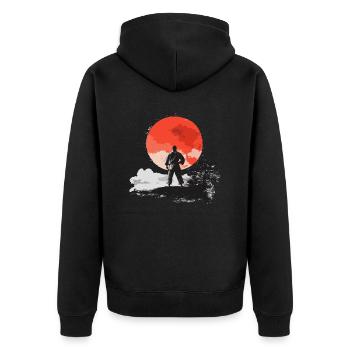 Judoka Judo Japan Sonne Retro - Unisex Premium Bio Zip Hoodie - Schwarz - Hinten - Nico (187cm)