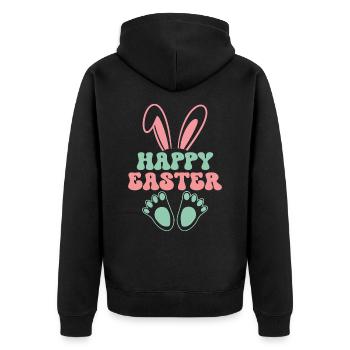 Happy easter - Unisex Premium Bio Zip Hoodie - Schwarz - Hinten - Nico (187cm)