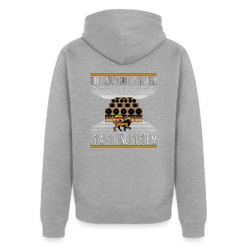 Dub Reggae Soundsystem Lion - Unisex Premium Bio Zip Hoodie - Grau meliert - Hinten - Nico (187cm)