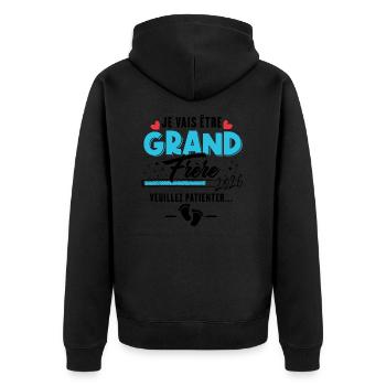 Cadeau Je vais être grand frère 2026 - Veste à capuche bio Premium Unisexe - noir - Dos - Nico (187cm)
