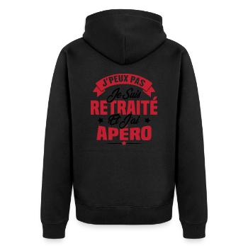 Cadeau J'peux pas je suis retraité et j'ai apéro - Veste à capuche bio Premium Unisexe - noir - Dos - Nico (187cm)