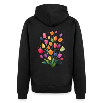 Floristin für eine Floristin - Unisex Premium Bio Zip Hoodie - Schwarz - Hinten - Nico (187cm)