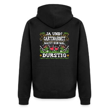 Garten Wein Gartenarbeit Macht Durstig Gärtnerin - Unisex Premium Bio Zip Hoodie - Schwarz - Hinten - Nico (187cm)
