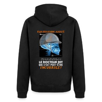 Equitation, cadeau humour cheval - Veste à capuche bio Premium Unisexe - noir - Dos - Nico (187cm)