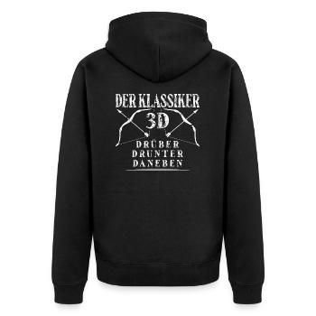 3D Bogensport Geschenk für Bogenjagd Bogenschießen - Unisex Premium Bio Zip Hoodie - Schwarz - Hinten - Nico (187cm)