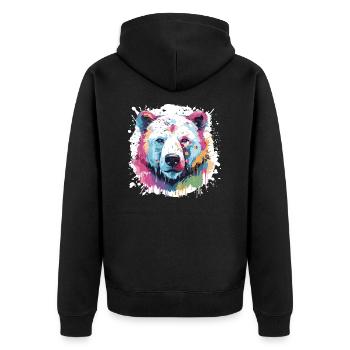 Polar Bear Animal Pop Art Head Polar Bear - Unisex Premium Organic Zip Hoodie - black - Back - Nico (187cm)