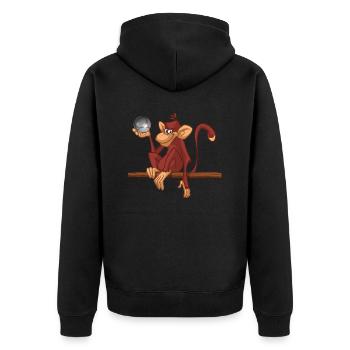 Boule affe 3 - Unisex Premium Bio Zip Hoodie - Schwarz - Hinten - Nico (187cm)
