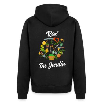 Roi du jardin cadeau humour jardinier - Veste à capuche bio Premium Unisexe - noir - Dos - Nico (187cm)