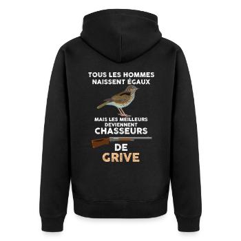 Chasse grive homme chasseur - Veste à capuche bio Premium Unisexe - noir - Dos - Nico (187cm)