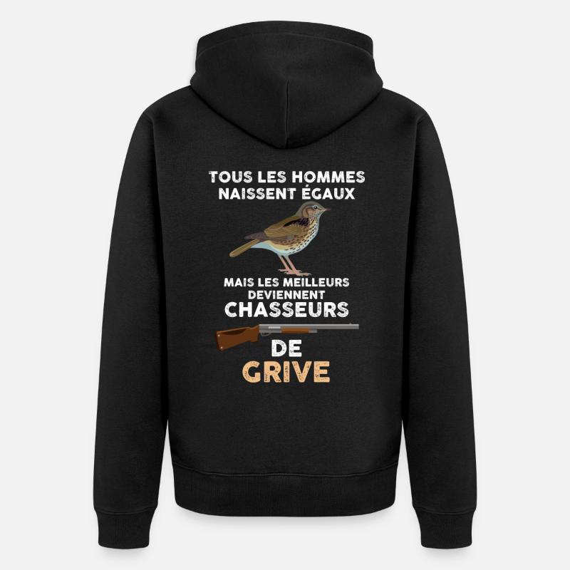 Chasse grive homme chasseur - Veste à capuche bio Premium Unisexe - noir
