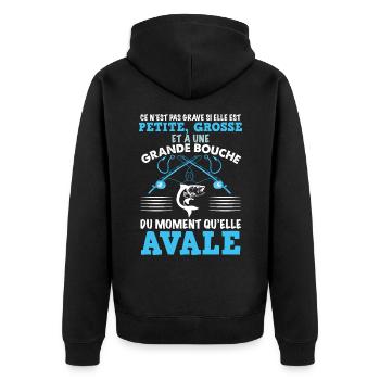 Pêcheur humour Poisson Grande Bouche - Veste à capuche bio Premium Unisexe - noir - Dos - Nico (187cm)