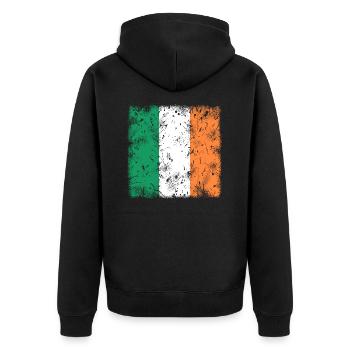 Irland - Unisex Premium Bio Zip Hoodie - Schwarz - Hinten - Nico (187cm)