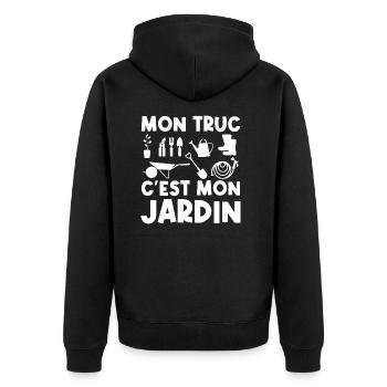 Mon truc c'est mon jardin - Veste à capuche bio Premium Unisexe - noir - Dos - Nico (187cm)