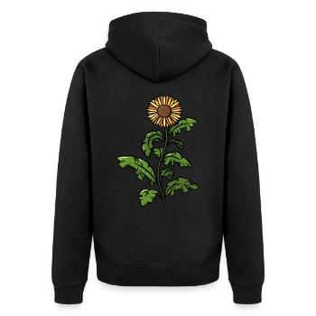 Sonnenblume Geschenkidee - riesige gelbe Blume - Unisex Premium Bio Zip Hoodie - Schwarz - Hinten - Nico (187cm)