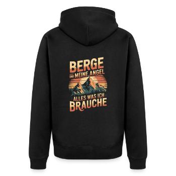 Angeln Fischen in der Natur lustiger Spruch - Unisex Premium Bio Zip Hoodie - Schwarz - Hinten - Nico (187cm)
