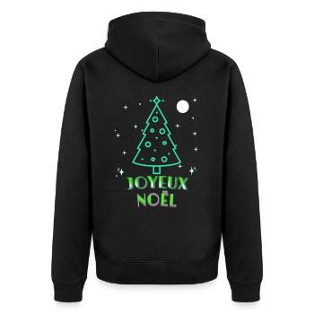 FROHE WEIHNACHTEN - Unisex Premium Bio Zip Hoodie - Schwarz - Hinten - Nico (187cm)