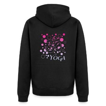 Yoga Om Namaste - Unisex Premium Bio Zip Hoodie - Schwarz - Hinten - Nico (187cm)