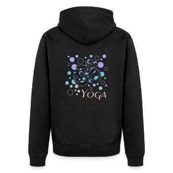 Yoga yoga - Unisex Premium Bio Zip Hoodie - Schwarz - Hinten - Nico (187cm)