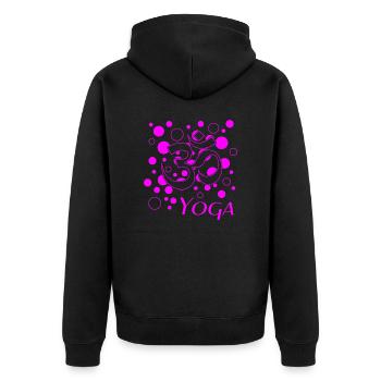 Yoga Om pink - Unisex Premium Bio Zip Hoodie - Schwarz - Hinten - Nico (187cm)