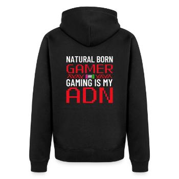 Je suis né joueur, rouge - Veste à capuche bio Premium Unisexe - noir - Dos - Nico (187cm)