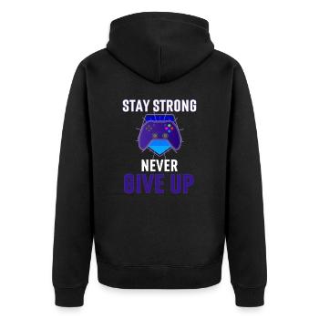 Stay Strong gamer violet - Veste à capuche bio Premium Unisexe - noir - Dos - Nico (187cm)