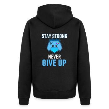 Stay Strong gamer blue - Veste à capuche bio Premium Unisexe - noir - Dos - Nico (187cm)