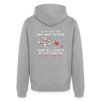 Heures de jeu - Veste à capuche bio Premium Unisexe - gris chiné - Dos - Nico (187cm)