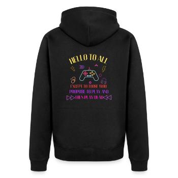 Online-Geisterspieler - Unisex Premium Bio Zip Hoodie - Schwarz - Hinten - Nico (187cm)