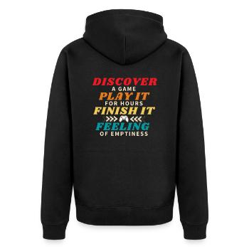 Beenden eines Spiels - Unisex Premium Bio Zip Hoodie - Schwarz - Hinten - Nico (187cm)