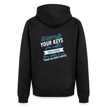 Ability to target the enemy - Unisex Premium Organic Zip Hoodie - black - Back - Nico (187cm)