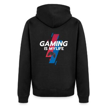 Le jeu est ma vie - Veste à capuche bio Premium Unisexe - noir - Dos - Nico (187cm)