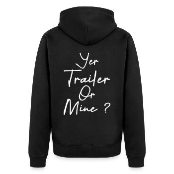 Yer Trailer Gold Mine - Unisex Premium Organic Zip Hoodie - black - Back - Nico (187cm)
