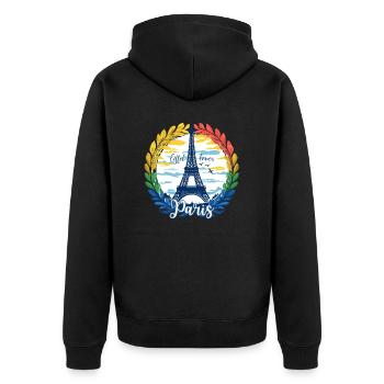 Paris Calling – Schnapp dir dein Hemd! - Unisex Premium Bio Zip Hoodie - Schwarz - Hinten - Nico (187cm)