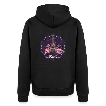 Paris Forever – Ideales Geschenk! - Unisex Premium Bio Zip Hoodie - Schwarz - Hinten - Nico (187cm)