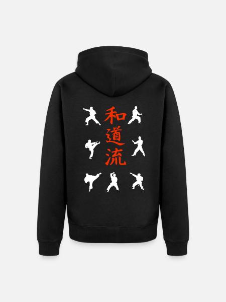 Techniques Wado-Ryu et Chemise Kanji - Veste à capuche bio Premium Unisexe - noir