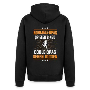 Coole Opas gehen Joggen - Läufer und Großvater - Unisex Premium Bio Zip Hoodie - Schwarz - Hinten - Nico (187cm)