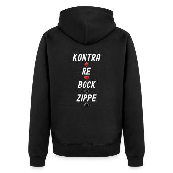 Skat Reizen - Kontra Re Bock Zippe - Unisex Premium Bio Zip Hoodie - Schwarz - Hinten - Nico (187cm)