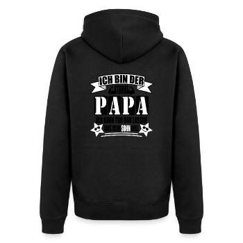 Ich bin der starke Papa - Unisex Premium Bio Zip Hoodie - Schwarz - Hinten - Nico (187cm)